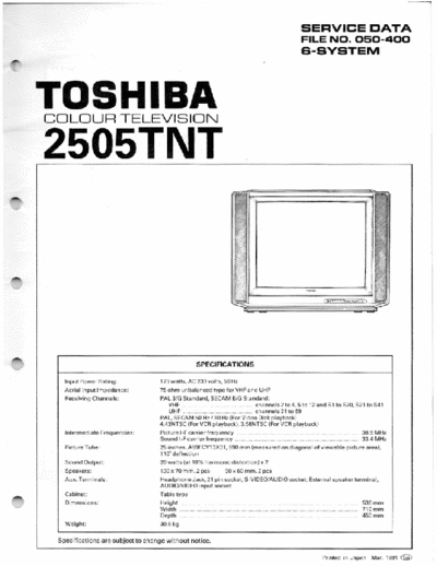 Toshiba 2505TNT Toshiba 2505TNT adjustment in the service mode
